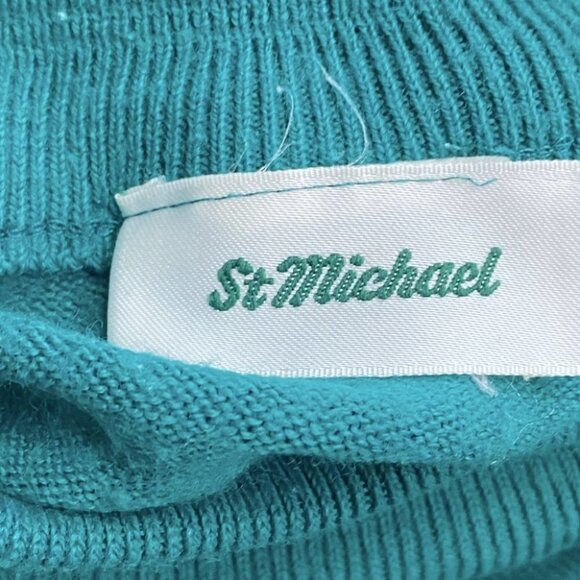 Vintage St. Michael Green Embroidered Mock Neck Sweater M - Picture 6 of 11